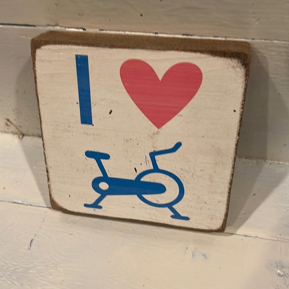 Other - I ❤️ spinning/biking wooden sign, a few scuff marks from storage, cute decor